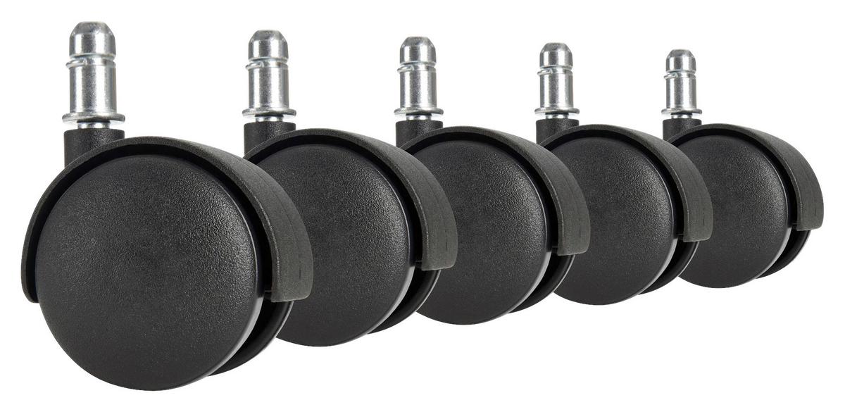 Bürostuhlrollen Ø 5 Cm Schwarz 5er-Set - Schwarz, Basics, Kunststoff (5cm) - MID.YOU