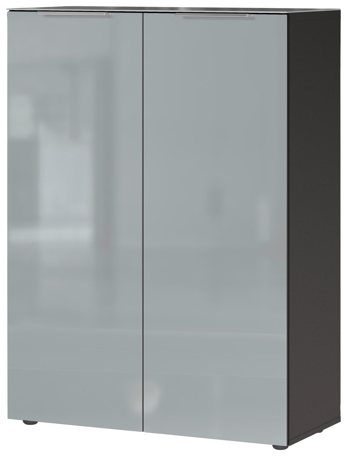 Schuhschrank Genova Graphitfarben B: 87 cm - Silberfarben/Graphitfarben, MODERN, Glas/Holzwerkstoff (87cm) - Germania