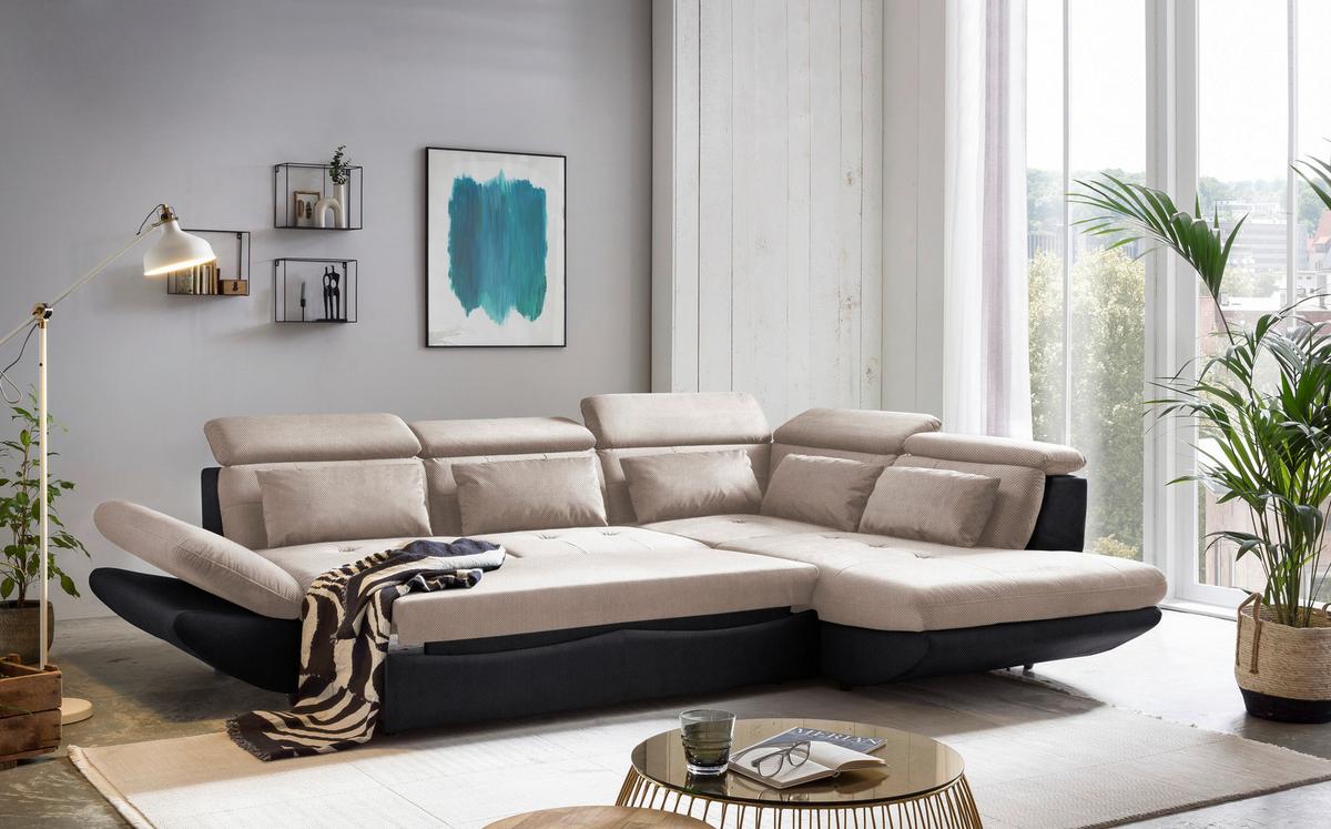 Sarokgarnitúra Park - világosszürke/sötétszürke, Modern, textil (311/80/233cm)