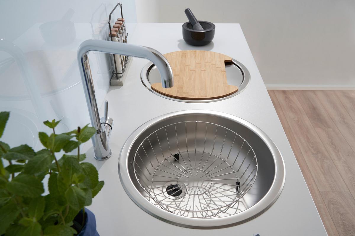 Spüle Respekta Rundbeckenset - Edelstahlfarben, Trend, Metall (44,6/17cm) - Respekta