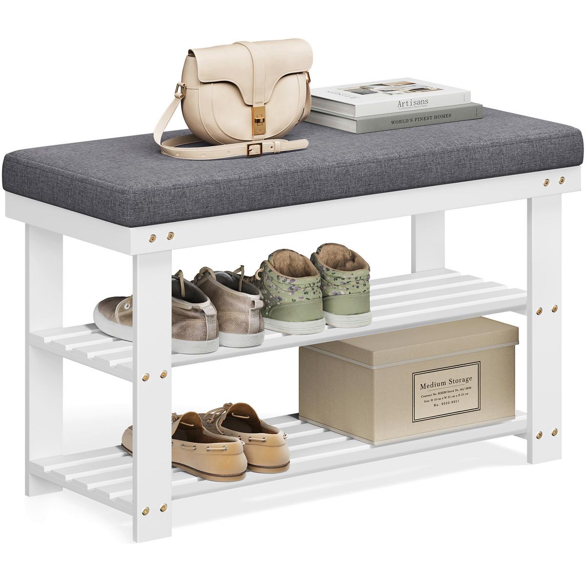 Schuhregal Weiß, Esche Dekor B: 71 Cm - Eschefarben/Weiß, Basics, Naturmaterialien/Holzwerkstoff (71/49/29cm)
