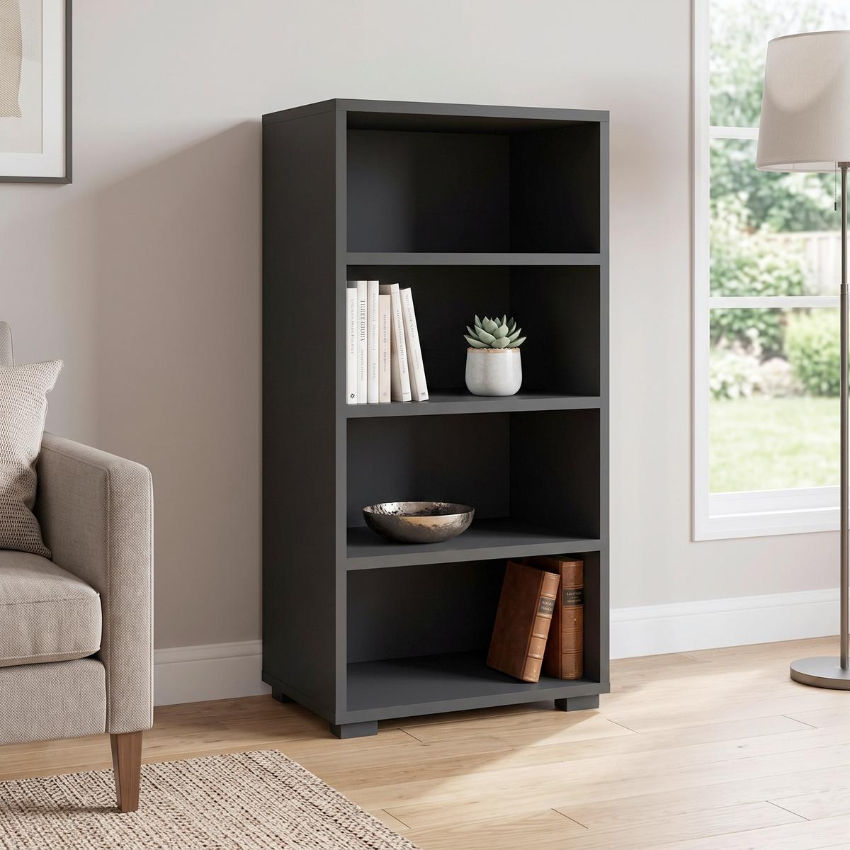 Regal Unit -Elements Maxi B: 45,6 cm Anthrazit - Anthrazit/Schwarz, MODERN, Holzwerkstoff (45,6/89,6/40cm) - Ondega