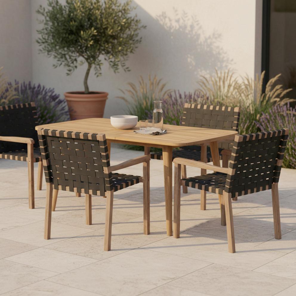 SADA ZAHRADNÍCH KŘESEL LAURIA - černá/barvy akácie, Moderní, dřevo/textil (61/84/59cm) - Bessagi Garden