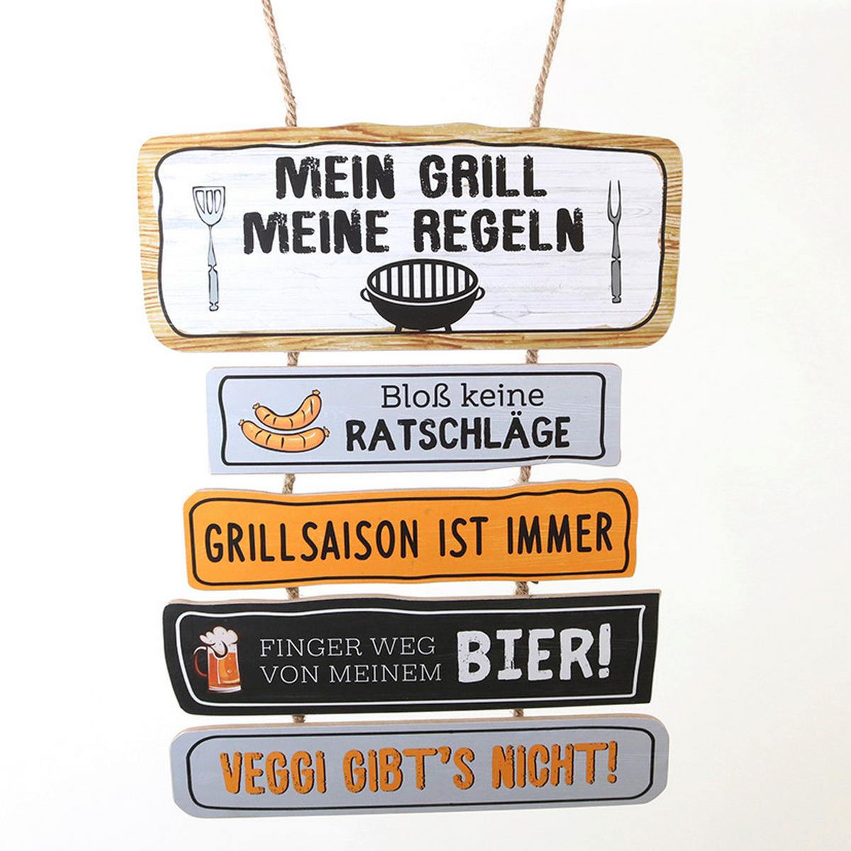 Dekoschild Grillregeln - Trend, Holzwerkstoff (35/46,5cm)