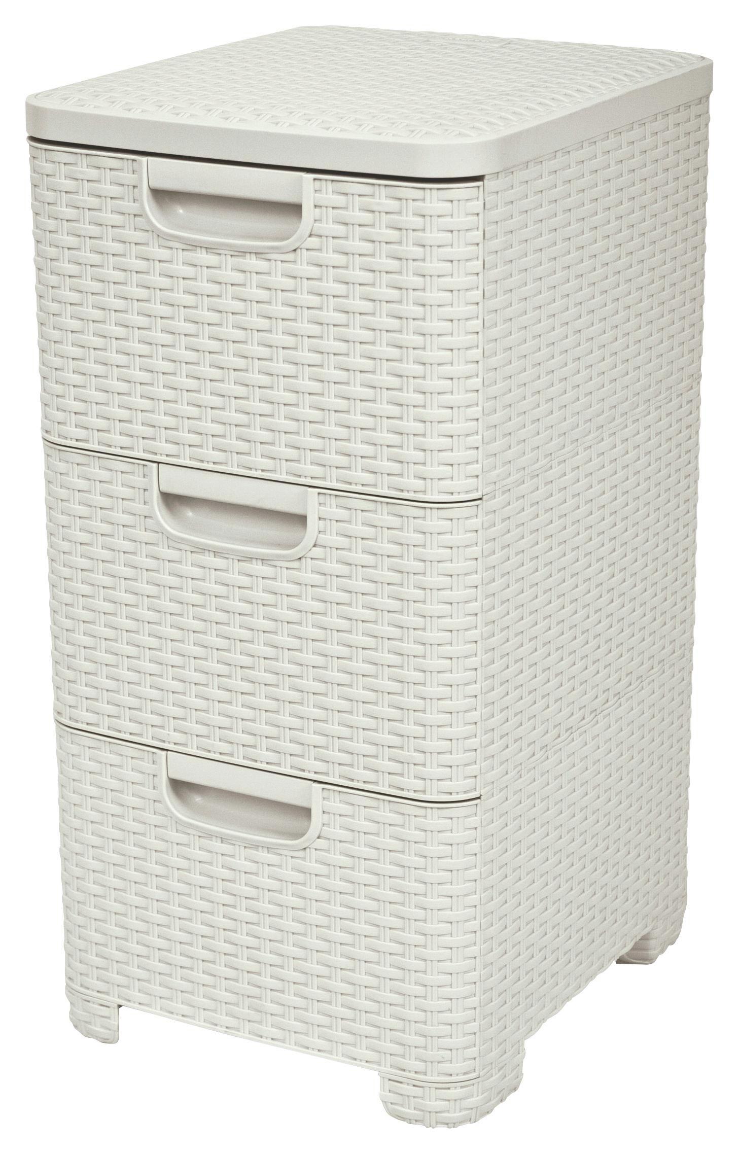 Fiókos Tároló Krém Színben - Krém, konvencionális, Műanyag (37,8/60/32,8cm)