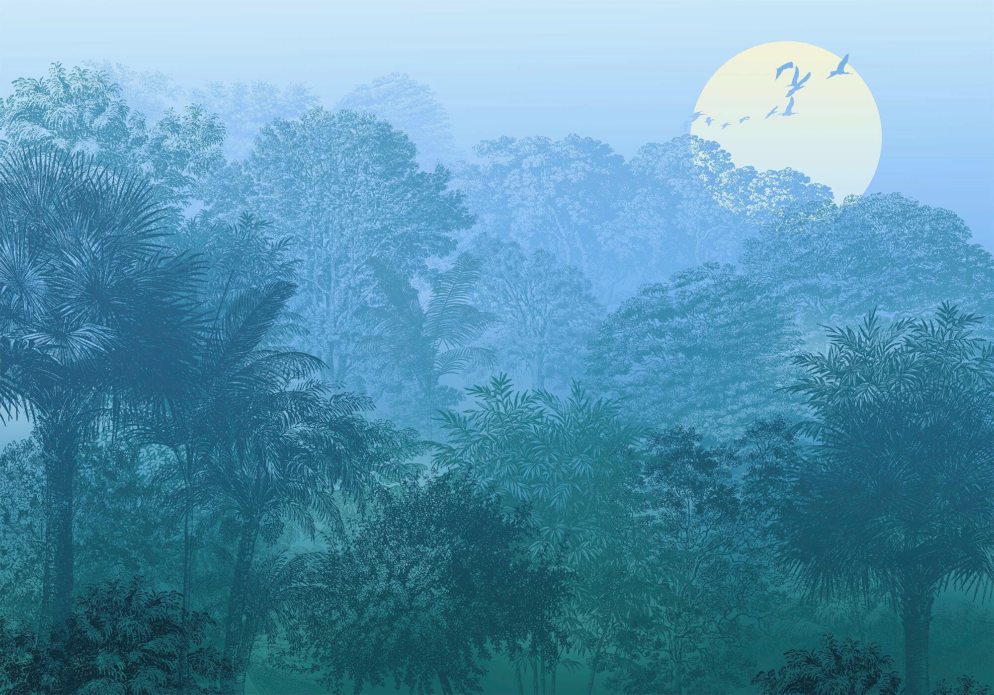 Fototapete Deep In The Jungle - Blau/Weiß, Trend, Papier (400/280cm) - Komar