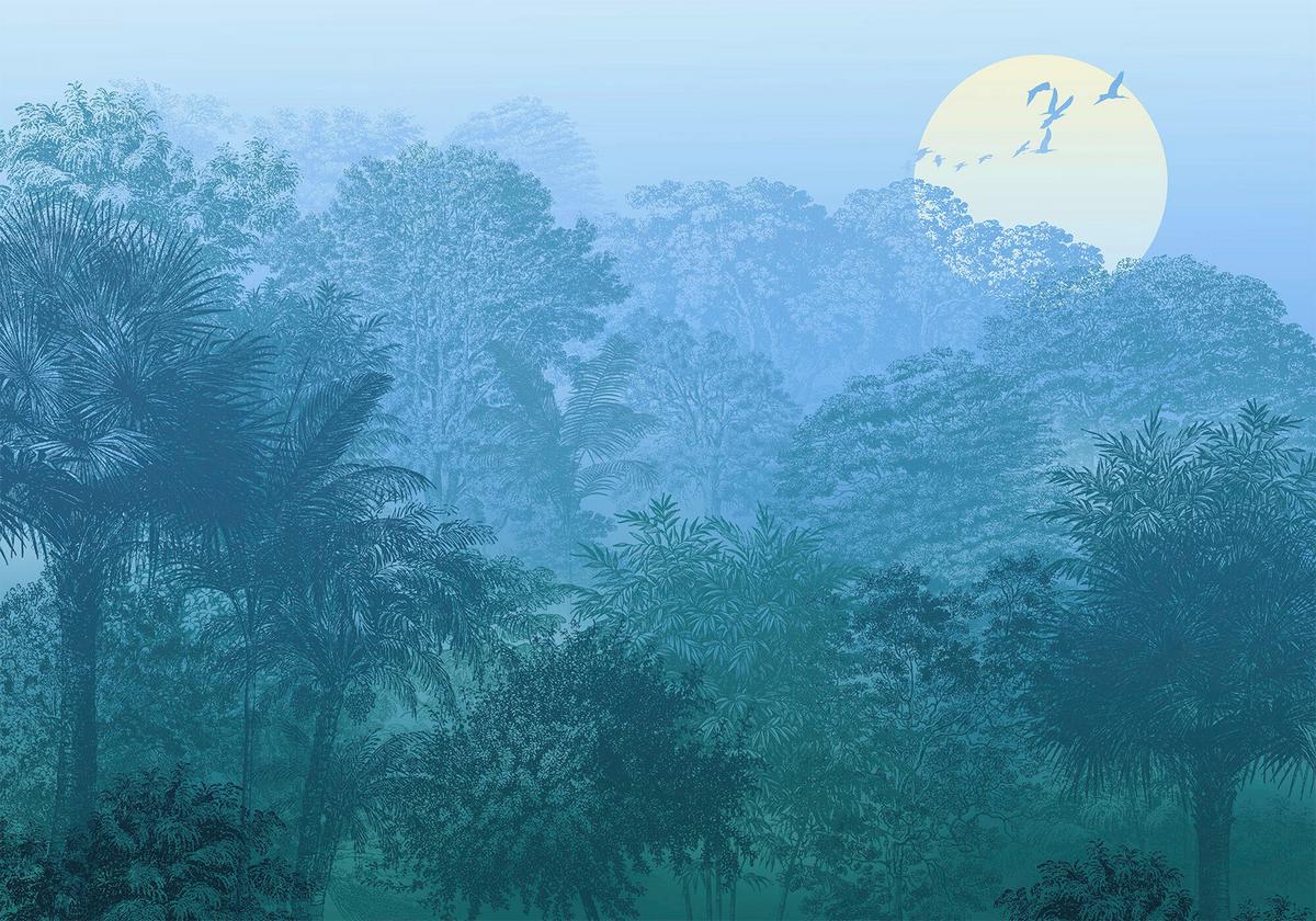 Fototapete Deep In The Jungle - Blau/Weiß, Trend, Papier (400/280cm) - Komar