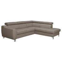 Ecksofa Aspen Taupe S: 245 Cm - Taupe/Chromfarben, Design, Leder/Textil (245/208cm) - Livetastic