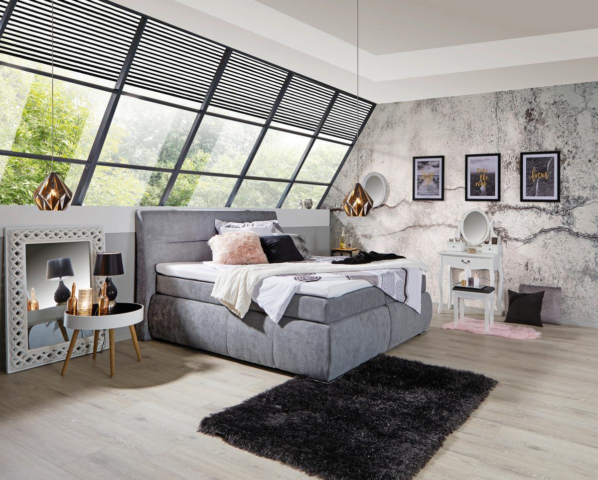 BOXSPRINGOVÁ POSTEĽ PENNA H2/H3 - antracitová/chrómová, Konventionell, kov/textil (180/200cm)