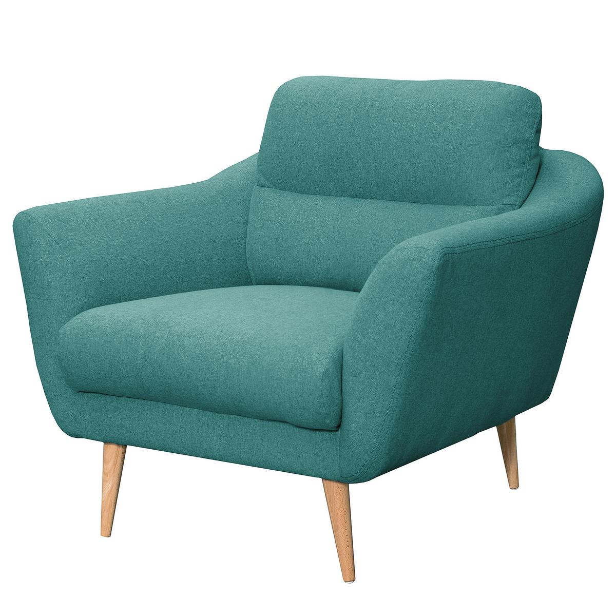 Sessel Tromso Türkis B: 92 cm - Türkis/Buchefarben, Design, Textil (92/87/88cm) - Livetastic