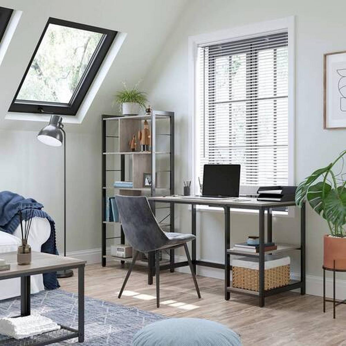 Schreibtisch B: 120, H: 75 Greige/Schwarz - Greige/Schwarz, Basics, Holzwerkstoff/Metall (120/60/75cm) - Boxxx