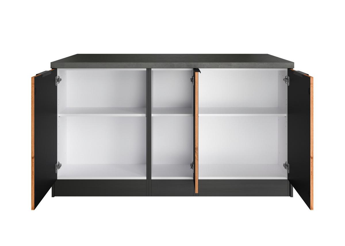 Kücheninsel Liverpool Graphit/ Eiche Dekor B: 153 cm - Schieferfarben/Eiche Wotan, Basics, Holzwerkstoff (153/86/101cm) - Held