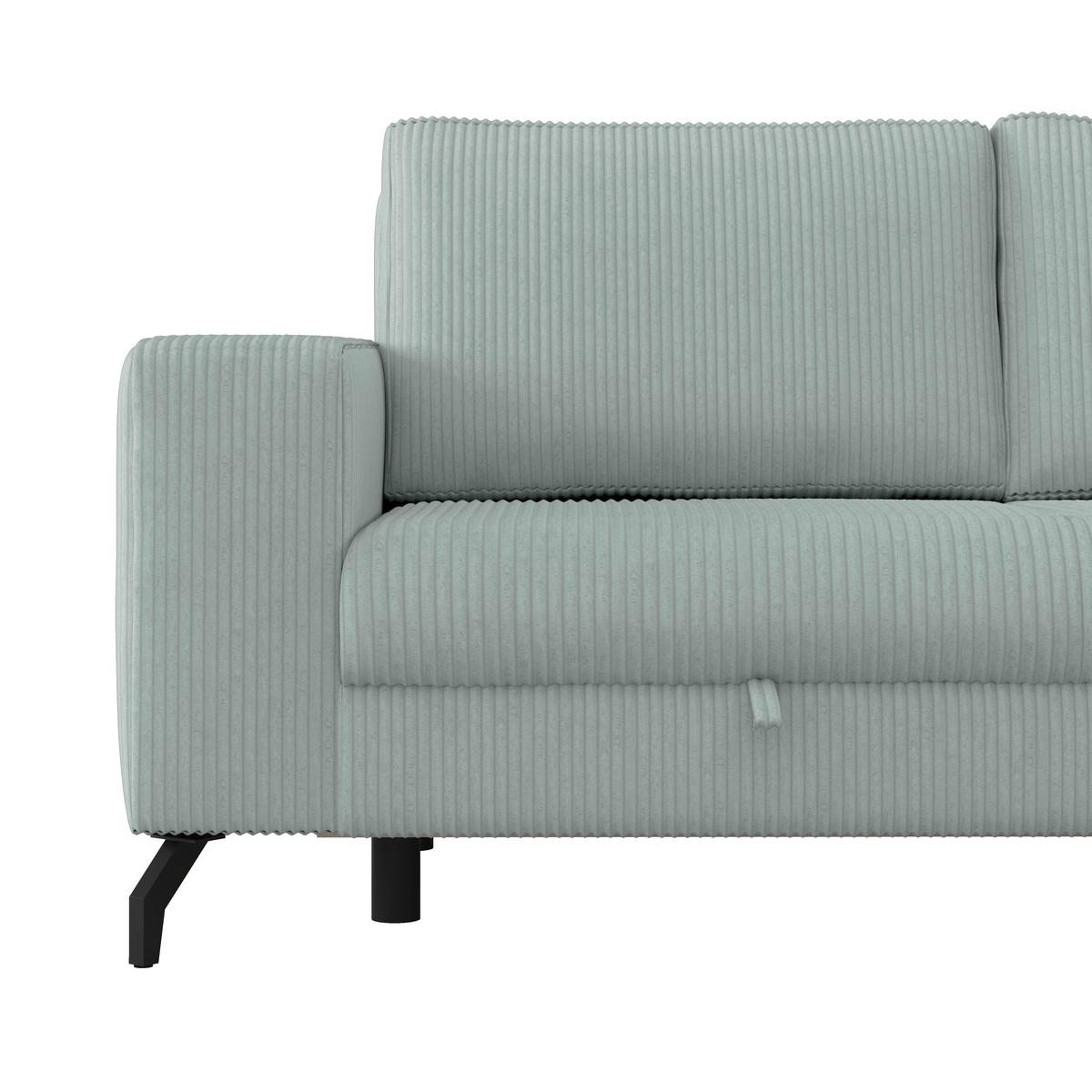 Ecksofa mit Bettkasten Cloud Salbeigrün Cord 290x178 cm - Salbeigrün, Trend, Textil (290/178cm)