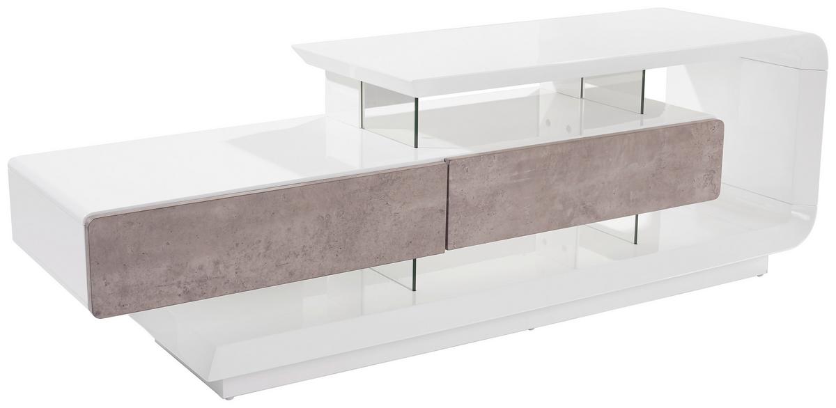 Phonotisch Carla B: 164,5 Cm Weiß/betonoptik - Weiß/Grau, MODERN, Holzwerkstoff/Kunststoff (164,5/50/40cm)