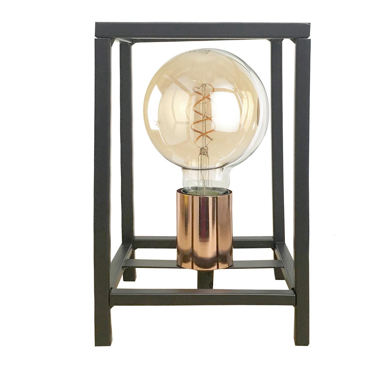 Nachttischleuchte 4931/L - Schwarz/Kupferfarben, Design, Metall (14/20cm)