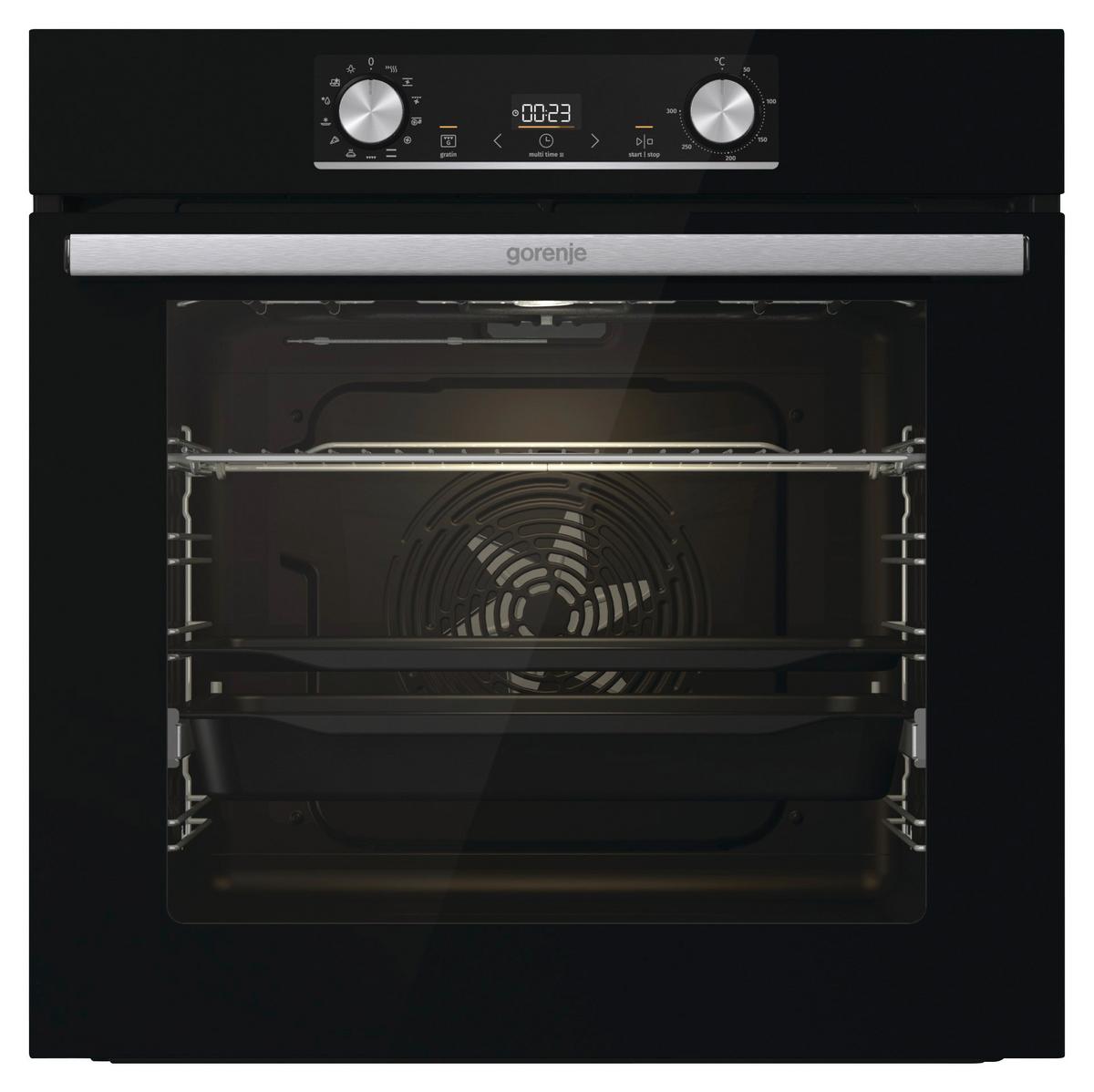 Einbau-backofen-set Blacksteam B:ca. 57cm Elektro-Glaskeramik - Schwarz, Basics, Metall (56-56,4/59-60/55cm) - Gorenje