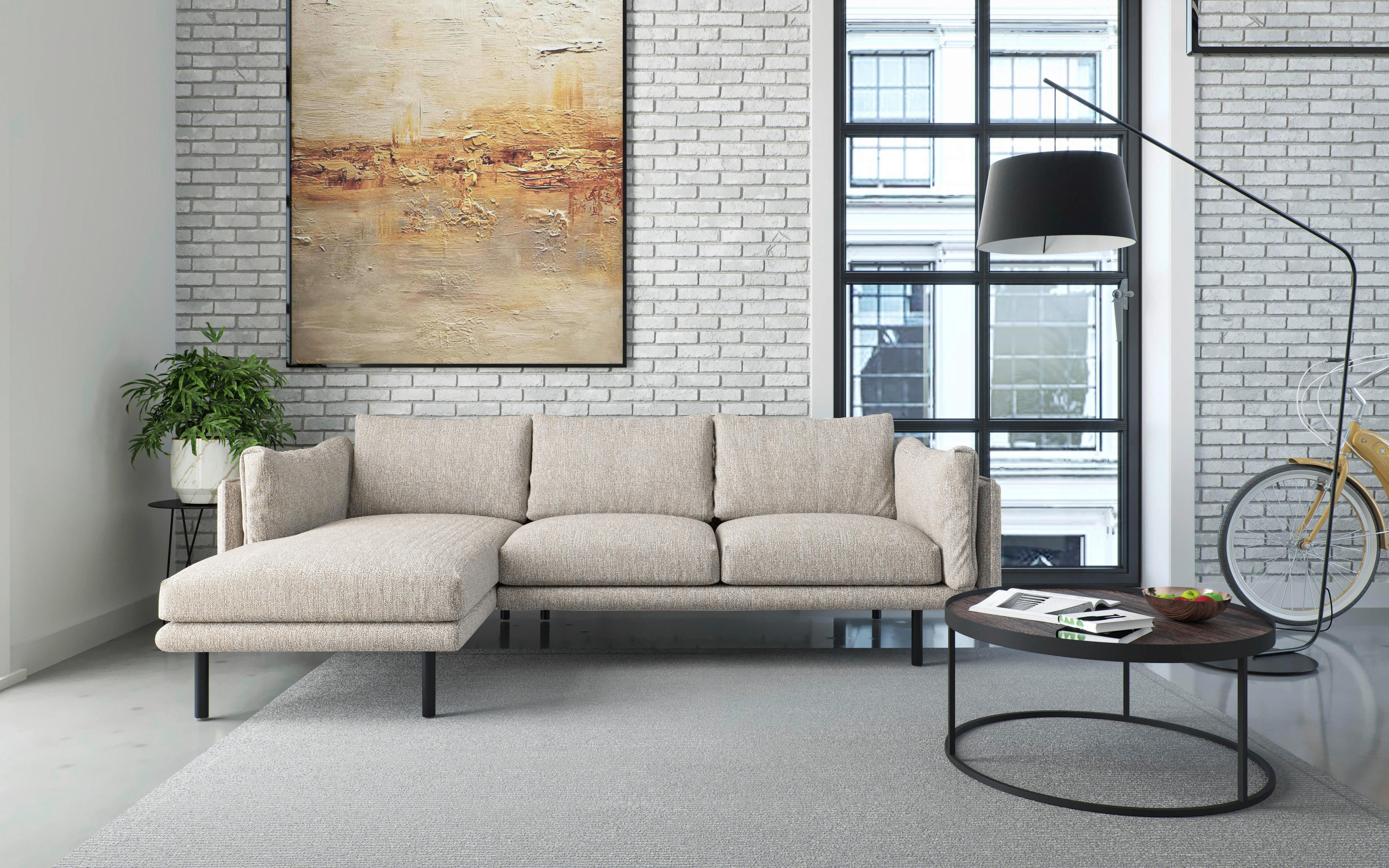 Ecksofa Salama - Champagner/Beige, Design, Textil (160/268/100cm) - Livetastic