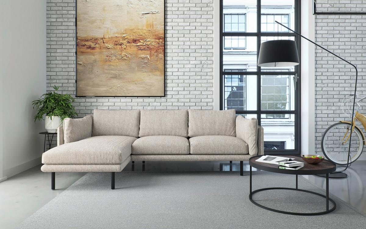 Ecksofa Salama - Champagner/Beige, Design, Textil (160/268/100cm) - Livetastic