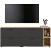 Wohnwand, The One 6, B: 176 cm Grau/Artisan Eiche Dekor - Schwarz/Eiche Artisan, Trend, Holzwerkstoff (176/67/34cm)