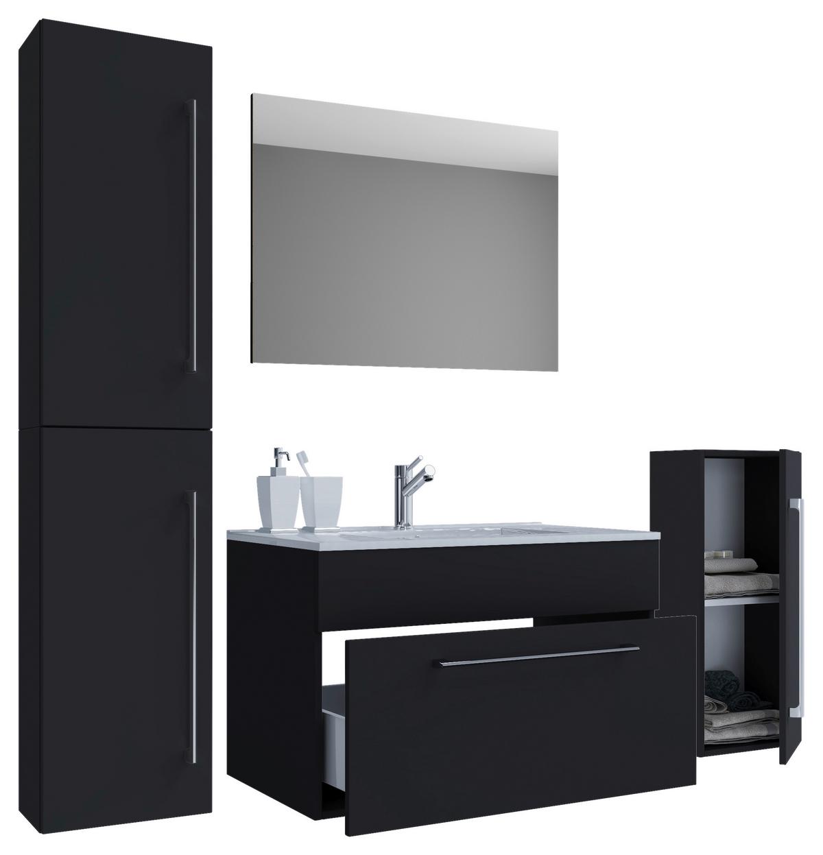 Badezimmer Badinos 5-Teilig Schwarz B: 126 cm - Schwarz/Weiß, MODERN, Keramik/Holzwerkstoff (126cm) - MID.YOU