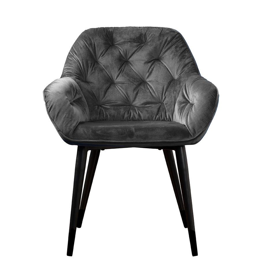 Stuhl Chessy - Dunkelgrau/Anthrazit, LIFESTYLE, Textil/Metall (62/82/60cm) - MID.YOU