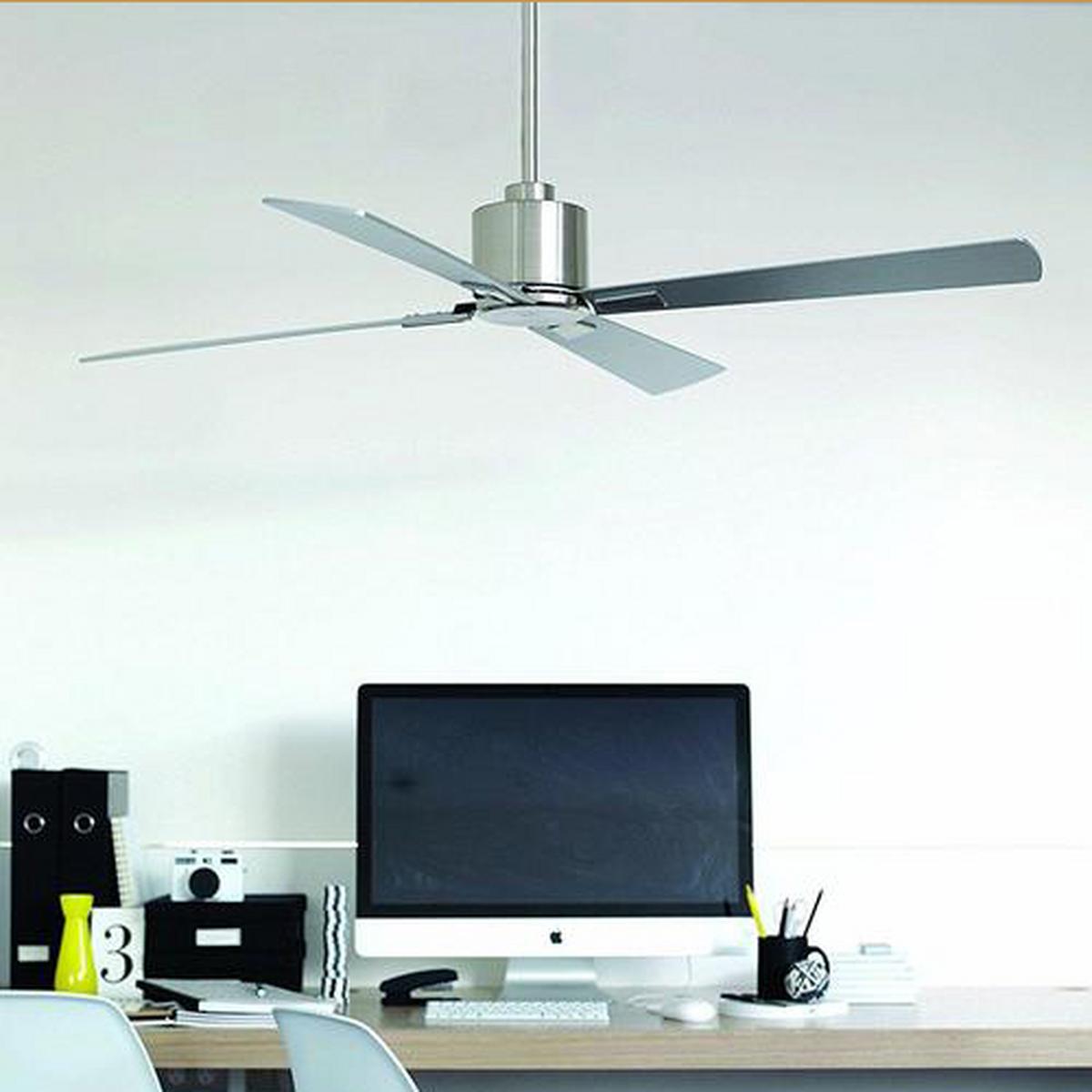 Deckenventilator Airfusion Chrom 4 Flügel, Geräuscharm - Chromfarben/Silberfarben, Basics, Holzwerkstoff/Metall (132/33cm)