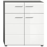 Schuhschrank Salsa - Weiß Hochglanz/Silberfarben, Design, Holzwerkstoff (80/90/37cm) - MID.YOU