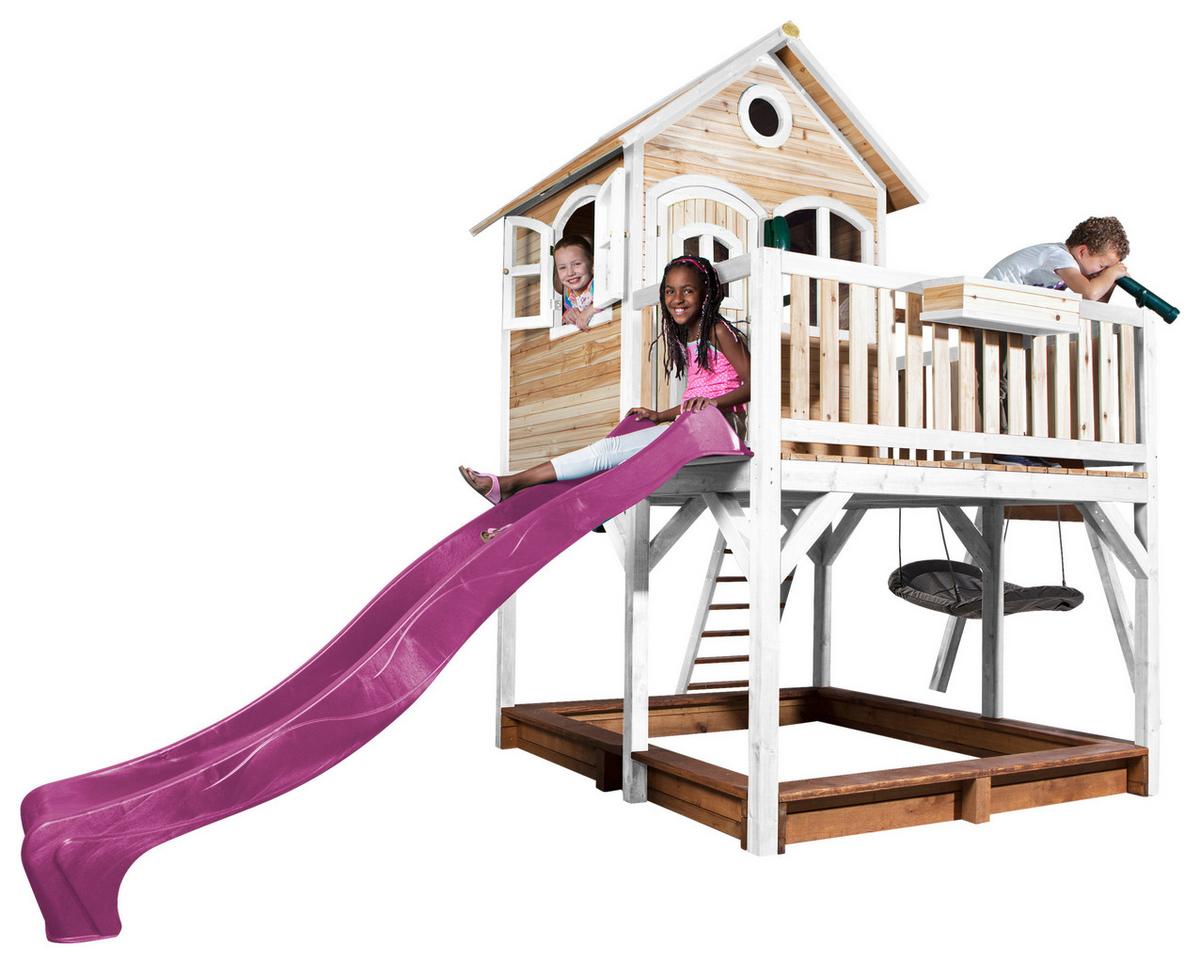 Spielturm A030.158.41 - Lila/Braun, KONVENTIONELL, Holz (613/291/277cm) - Ambia Garden