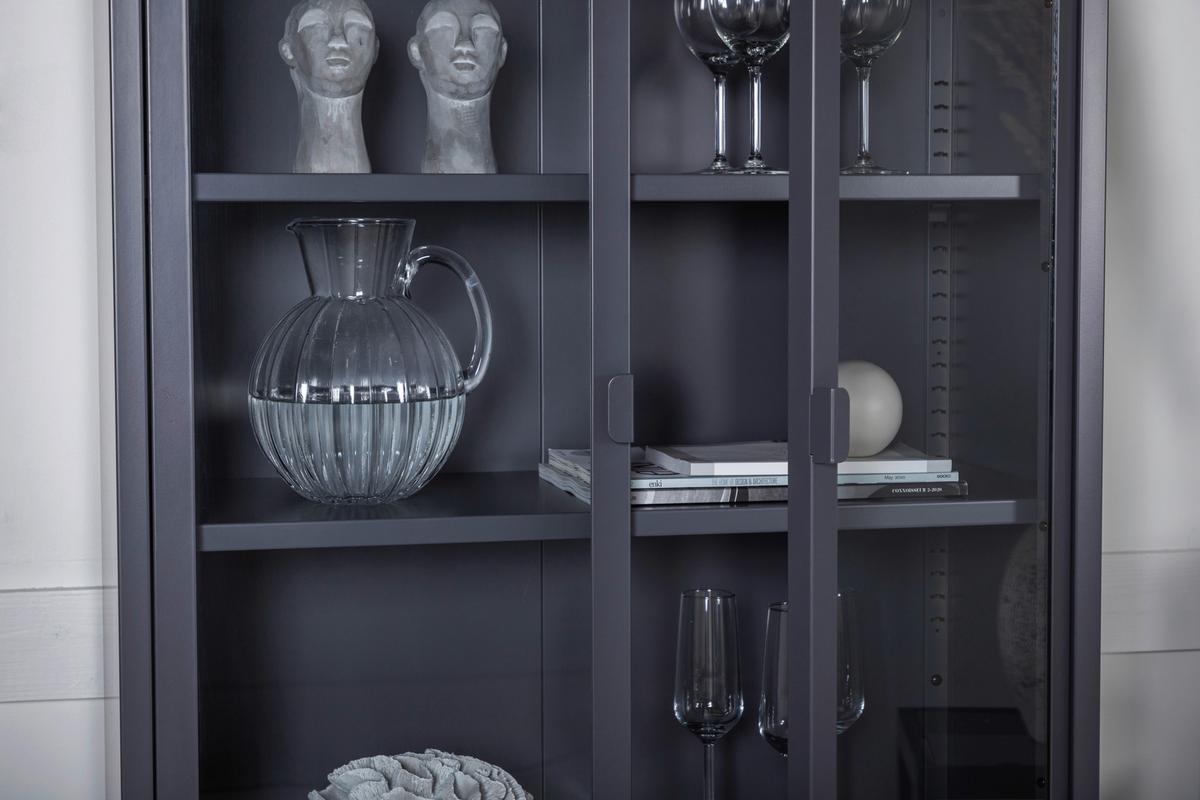 Vitrine Misha - Grau, Design, Metall (75/150/35cm) - Livetastic