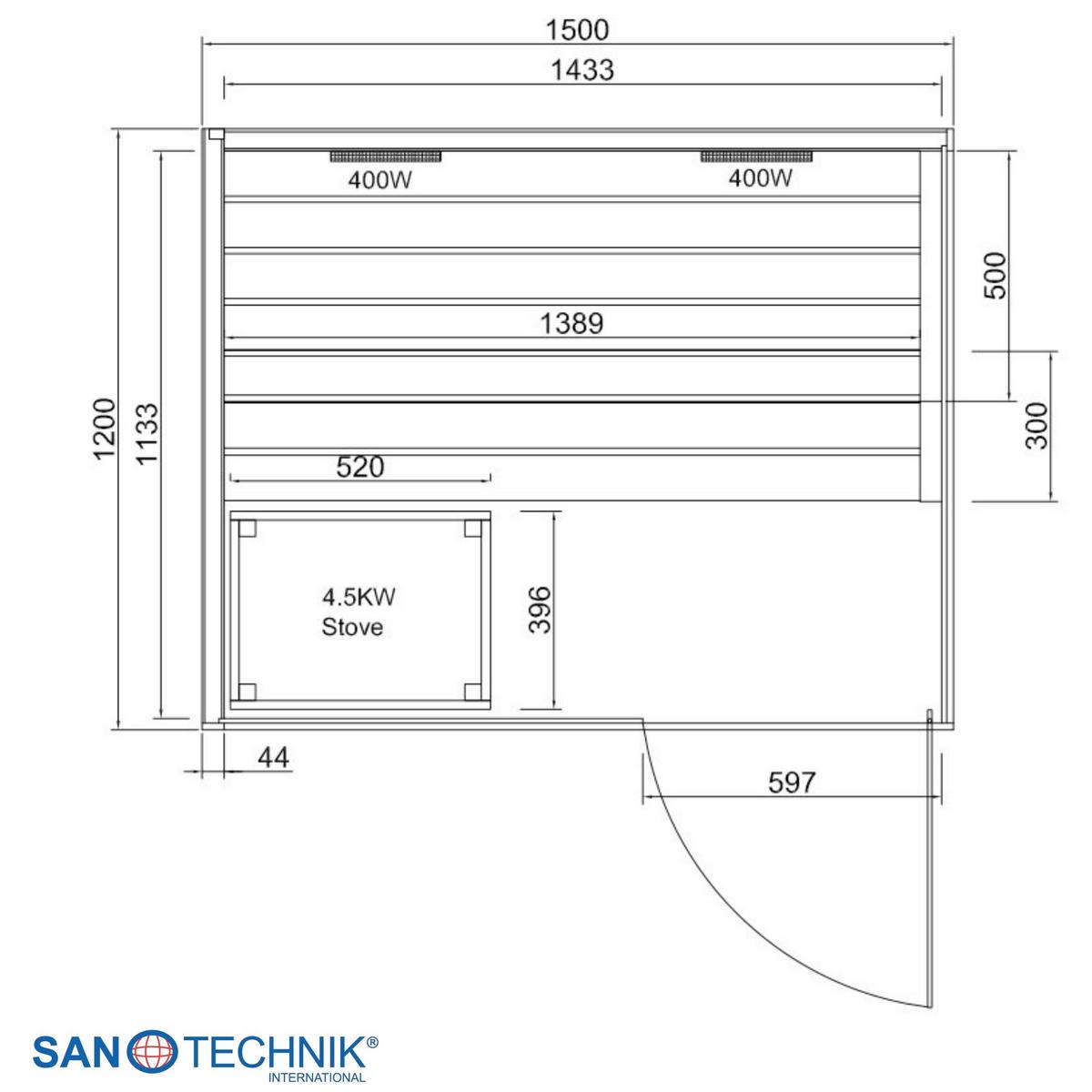 Sauna+Infrarotkabine GLACIER L geeignet für 2-3 Personen - Fichtefarben, Basics, Glas/Holz (150/120/200cm) - Sanotechnik