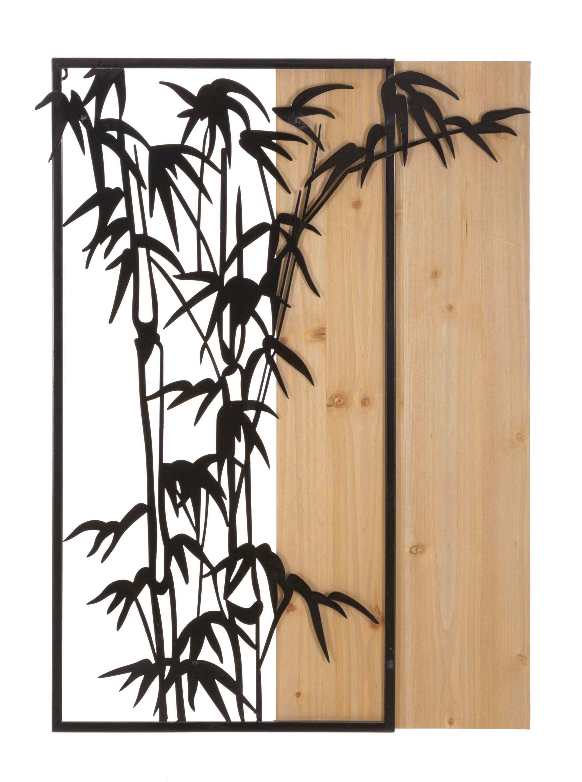 Wanddeko Bamboo Iron Naturfarben, Schwarz B: 58 cm - Schwarz/Naturfarben, Basics, Holzwerkstoff/Metall (58/80/2cm)