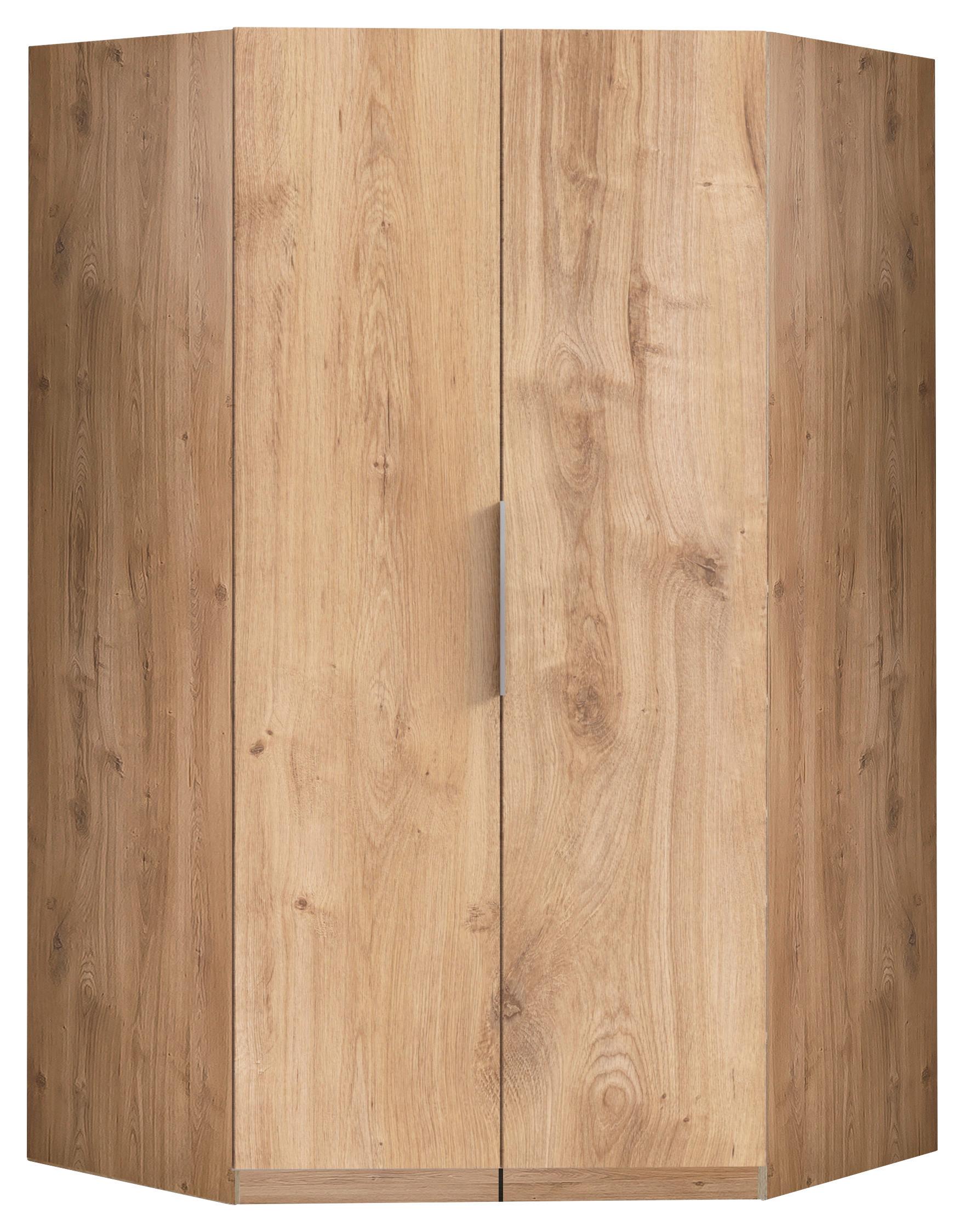 Rohová Šatníková Skriňa Level 36 A - farby duba/chrómová, Konvenčný, kov/kompozitné drevo (120/236/120cm)