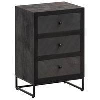 Noční stolek mangové dřevo - černá, Lifestyle, kov/dřevo (40/60/30cm) - MID.YOU