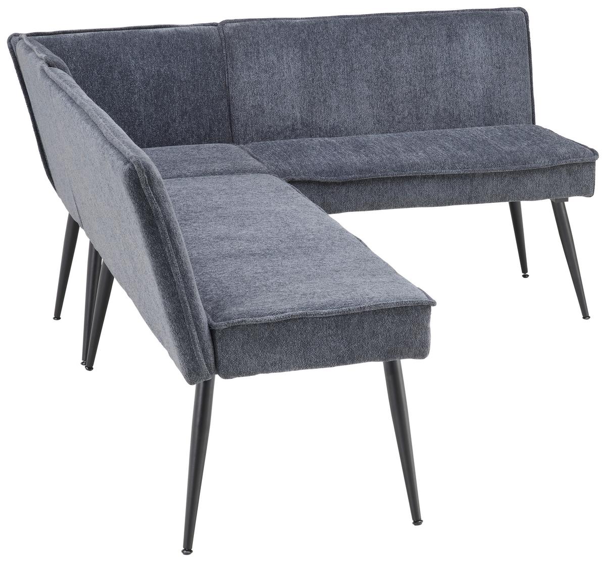 Eckbank Grau Leinenoptik Polyester Aleks 195x157 cm - Schwarz/Grau, LIFESTYLE, Textil/Metall (195/157cm) - MID.YOU