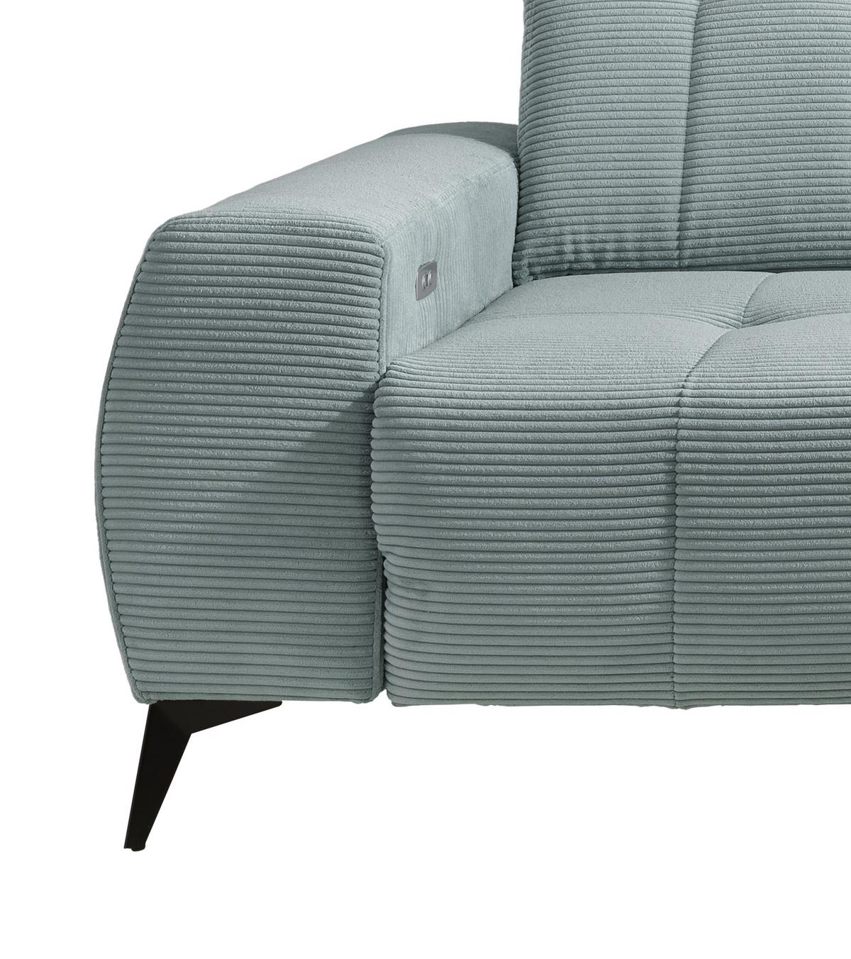 Ecksofa mit USB Anschluss Sano, Hellblau, S: 261x200 cm - Schwarz/Hellblau, MODERN, Textil (261/200cm) - Livetastic