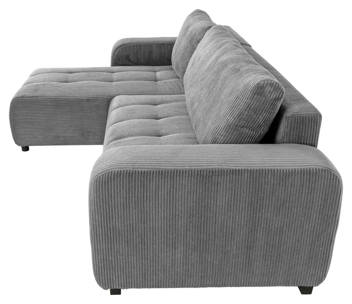 Ecksofa mit Bettfunktion Marseille, anthrazit - Anthrazit/Schwarz, Trend, Holz/Holzwerkstoff (155/240cm)