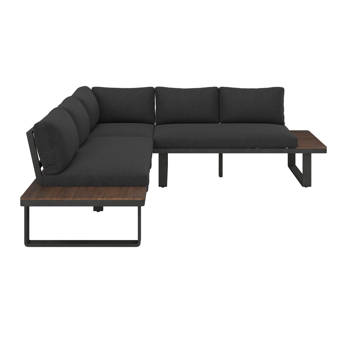 JEDÁLENSKÁ TERASOVÁ SÚPRAVA GIANNA - čierna/farba tíku, Modern, kov/drevo (221/71/76cm) - Bessagi Garden
