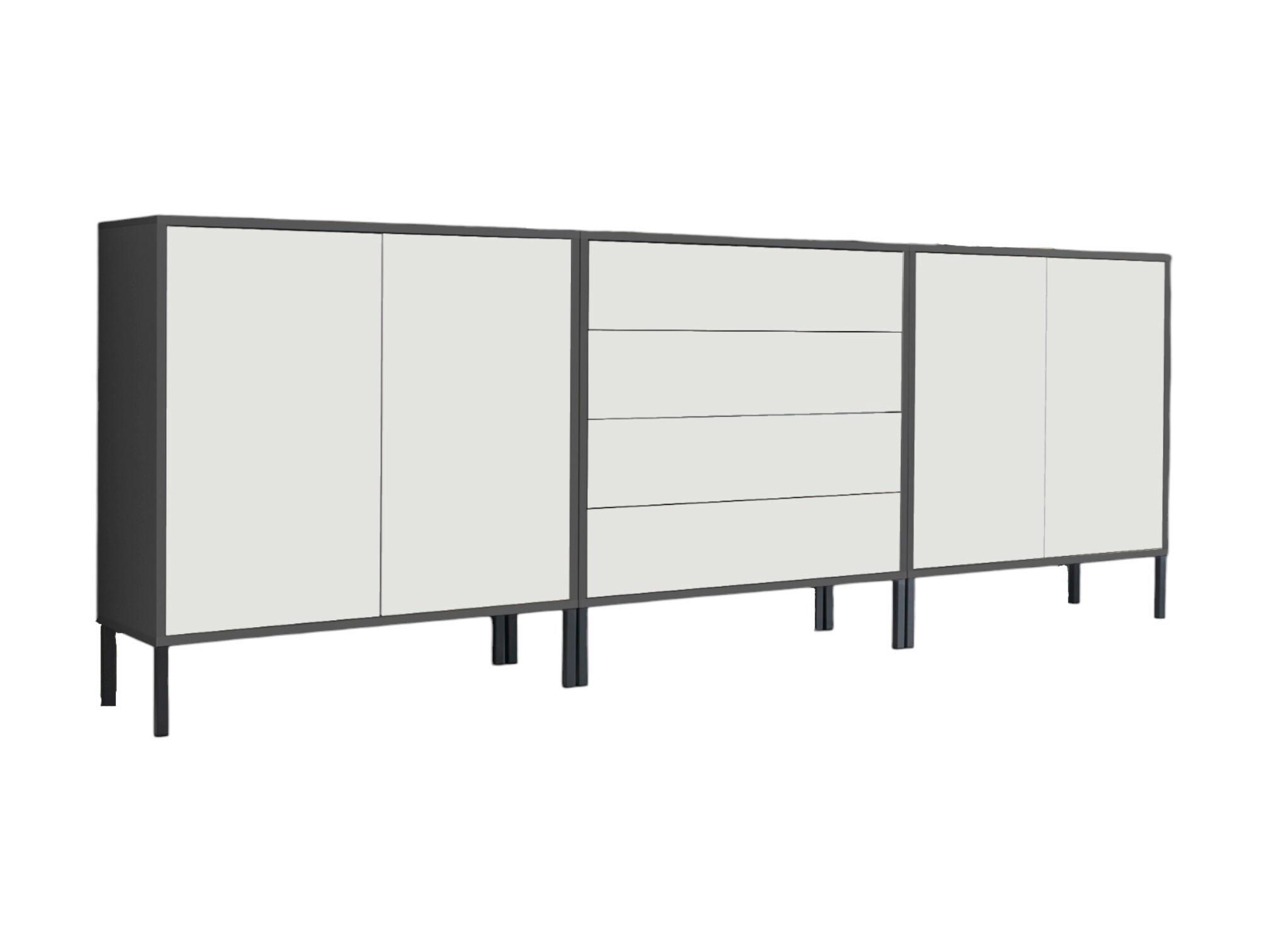 Sideboard Mailand5b:237cm Weiß/Anthrazit - Anthrazit/Weiß, MODERN, Holzwerkstoff (237/86/33cm) - MID.YOU