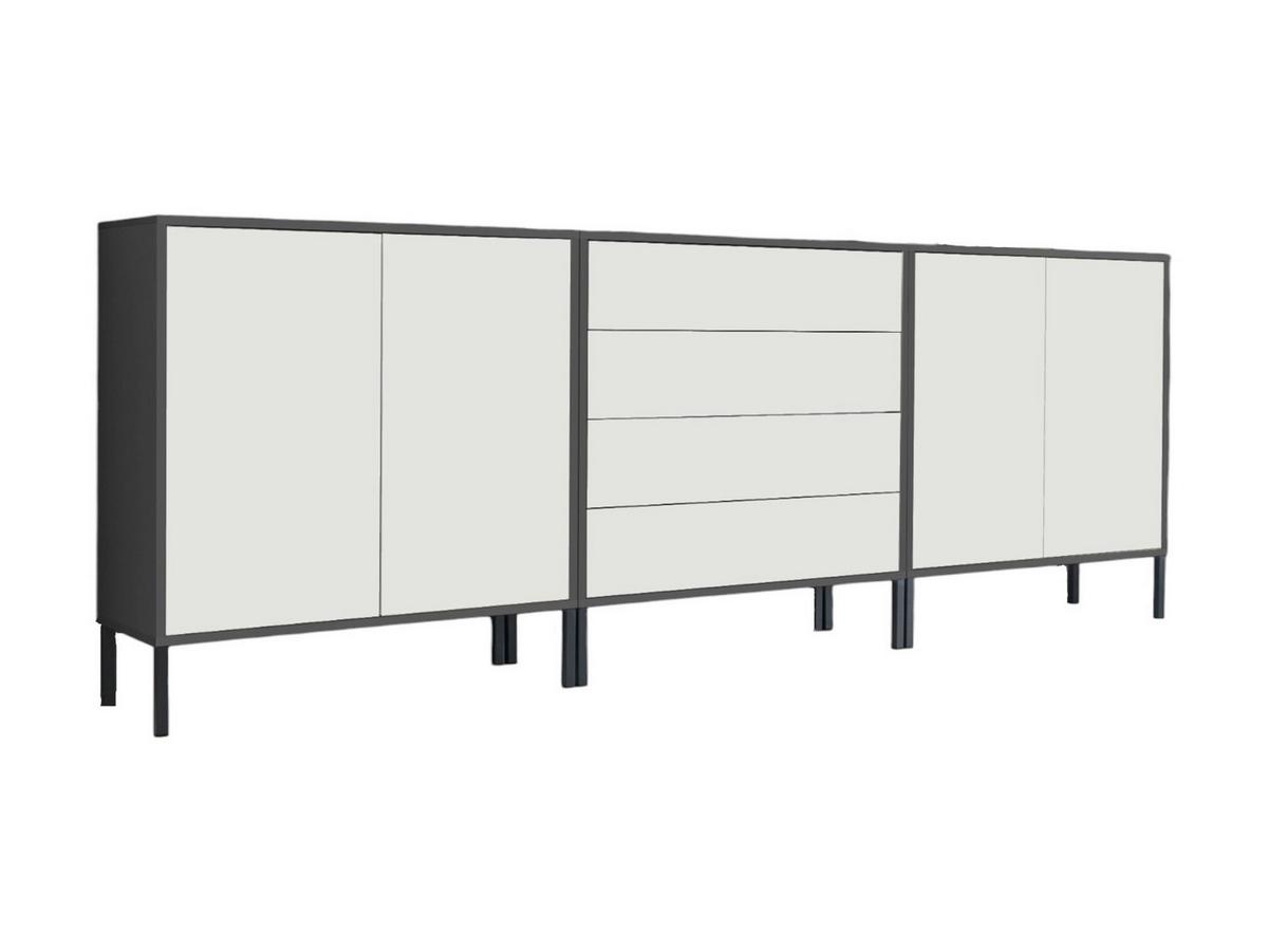 Sideboard Mailand5b:237cm Weiß/Anthrazit - Anthrazit/Weiß, MODERN, Holzwerkstoff (237/86/33cm) - MID.YOU