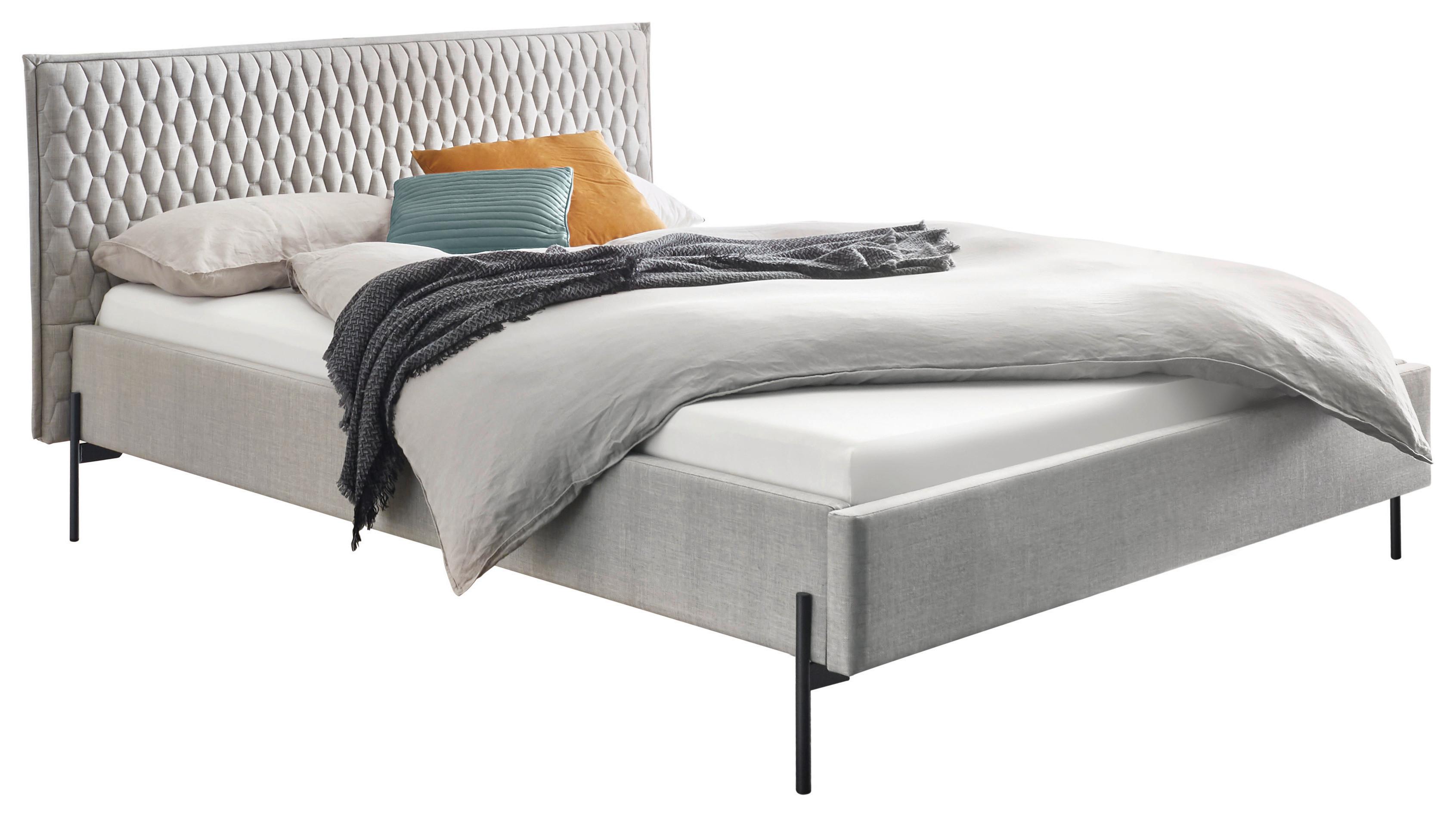 Polsterbett Gloria Gepolstertem Kopfteil 160x200 - Anthrazit/Grau, MODERN, Textil (160/200cm) - Hasena