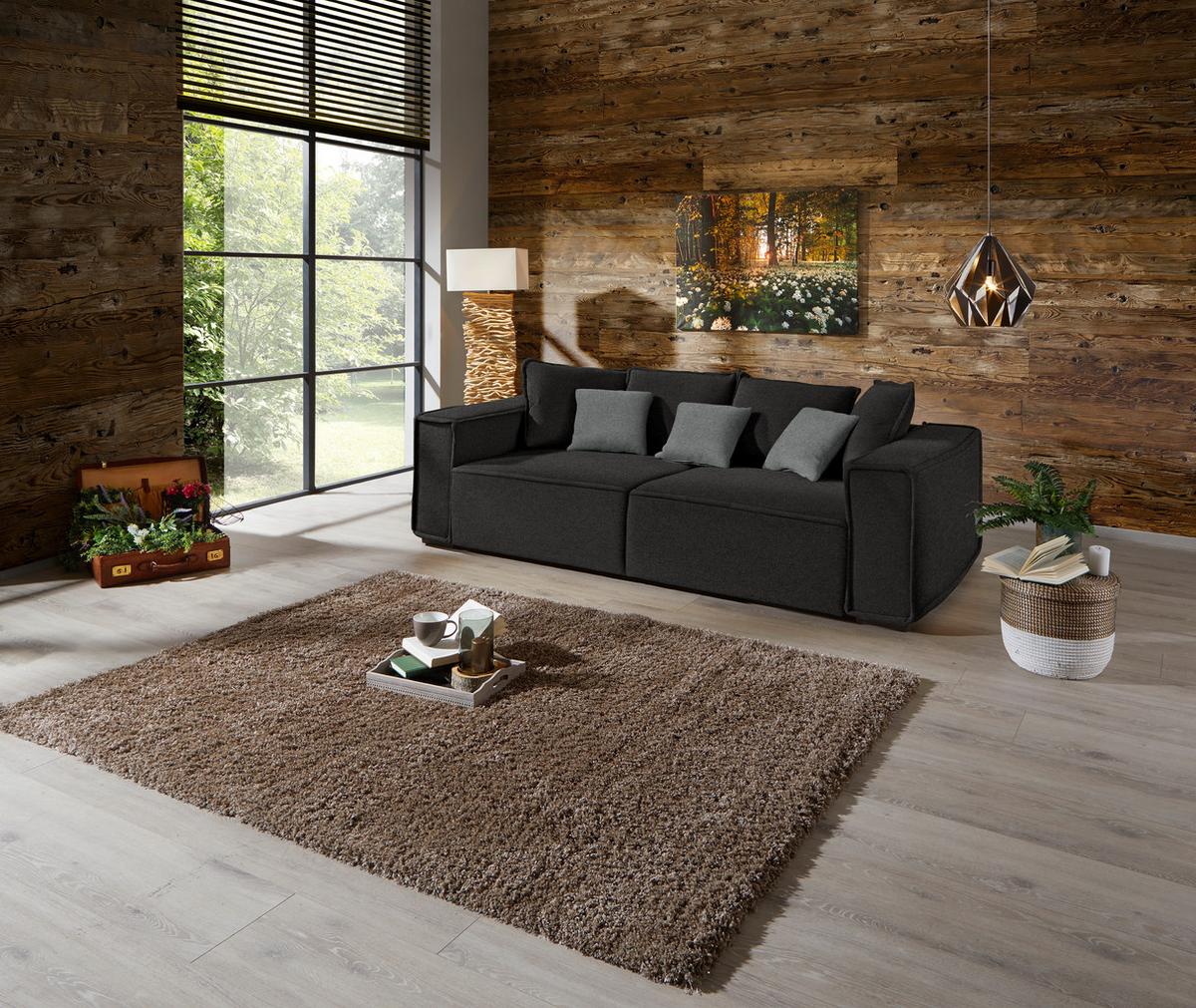 Bigsofa Mit Kissen Surf, Mikrofaser - Anthrazit/Grau, MODERN, Holz/Textil (244/62/117cm) - Luca Bessoni