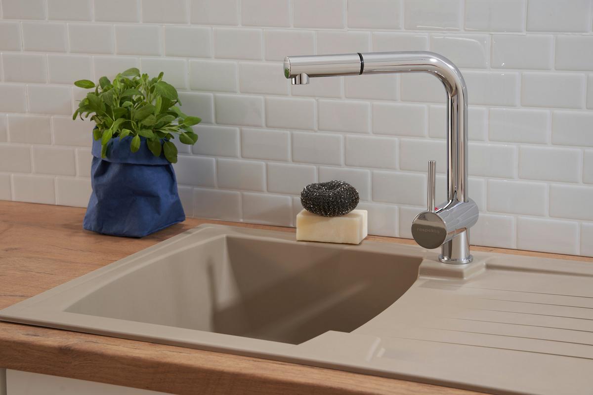 Spüle Respekta Boston Stein Bxt: 86x50 Cm - Beige, Trend, Glas/Kunststoff (86/20/50cm) - Respekta