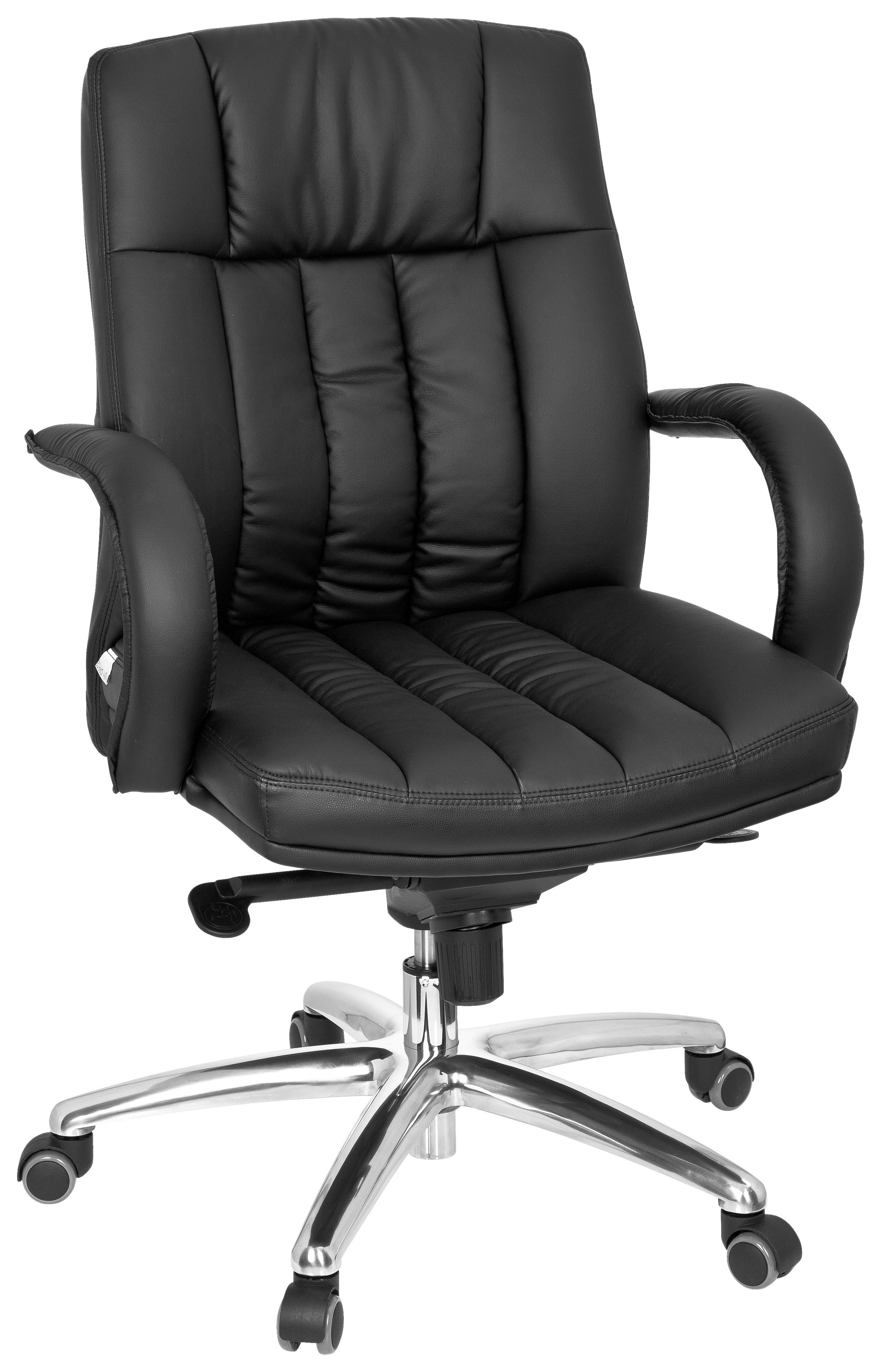 Chefsessel XXL G 100 Lederlook Schwarz Bis 150 Kg - Silberfarben/Schwarz, Basics, Kunststoff/Textil (62/113/59cm) - MID.YOU