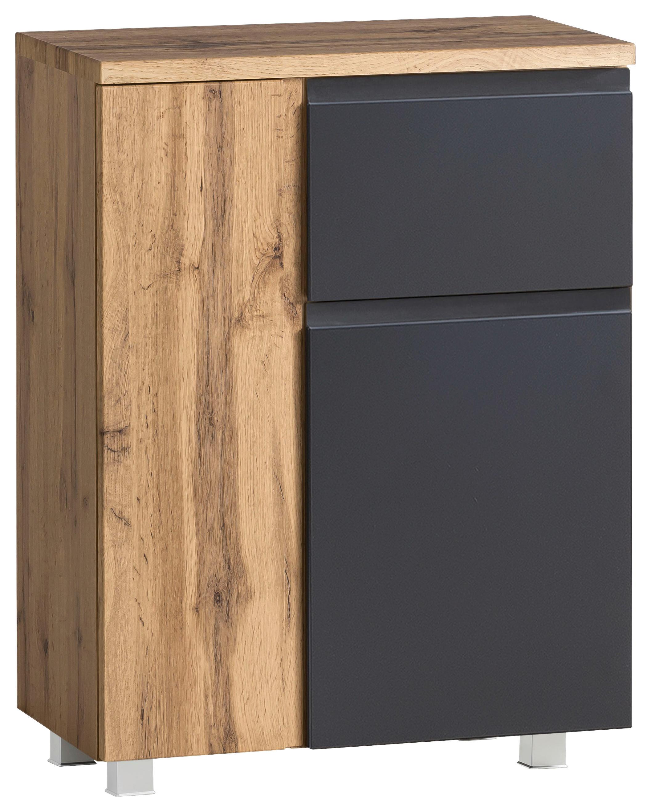 Unterschrank Varese B: 65 cm Grau/Eiche Wotan - Eiche Wotan/Grau, MODERN, Holzwerkstoff (65/79/35cm) - Held