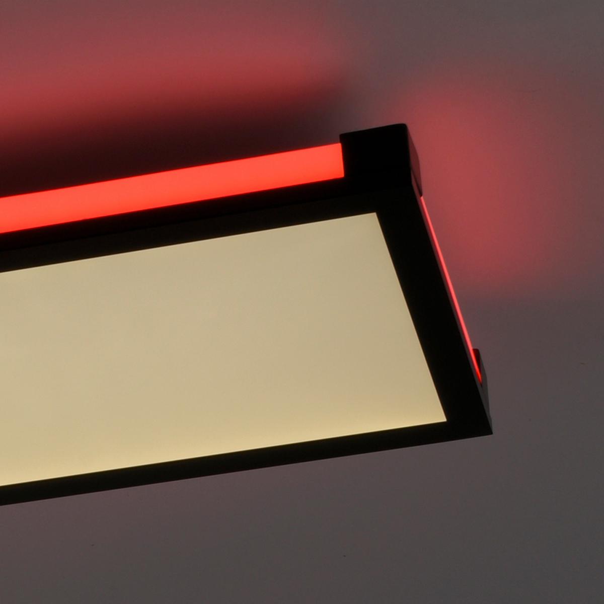 Deckenleuchte Mario L: 100 cm Rechteckig 2-Flammig dimmbar - Schwarz, Design, Kunststoff/Metall (100/25/7,1cm)