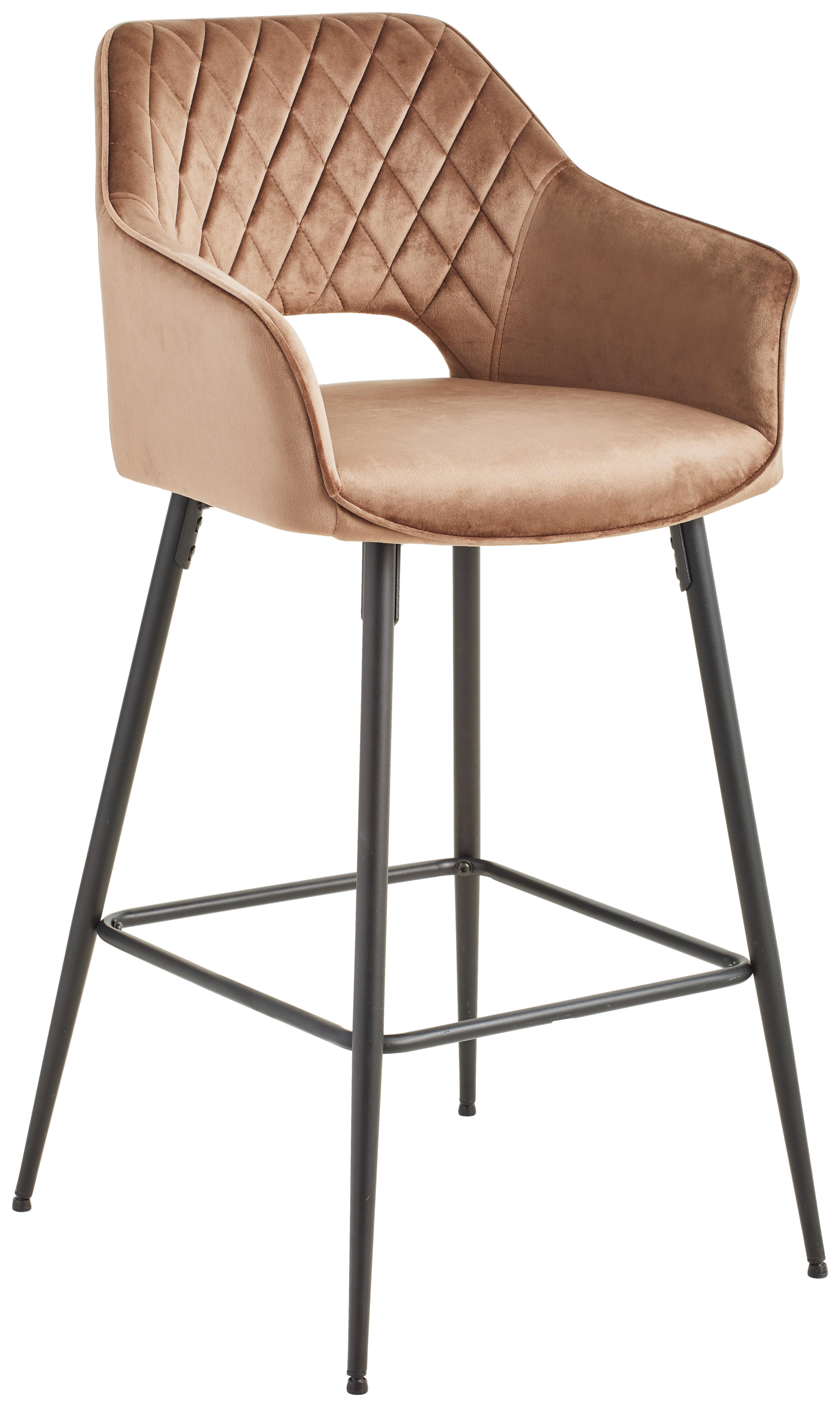 Barhocker Mit Lehne Portofino Taupe - Taupe/Schwarz, MODERN, Textil/Metall (55/105/53cm) - MID.YOU