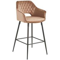 Barhocker mit Lehne Portofino Taupe - Taupe/Schwarz, MODERN, Textil/Metall (55/105/53cm) - MID.YOU
