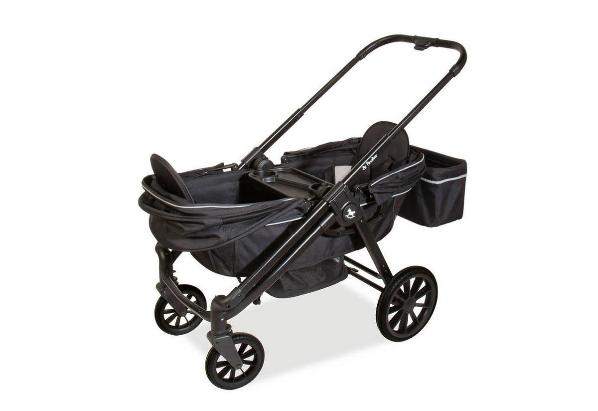 Bollerwagen 2 in 1 Kinder- und Bollerwagen - Schwarz, Basics, Kunststoff/Textil (120/65/105cm) - Pinolino