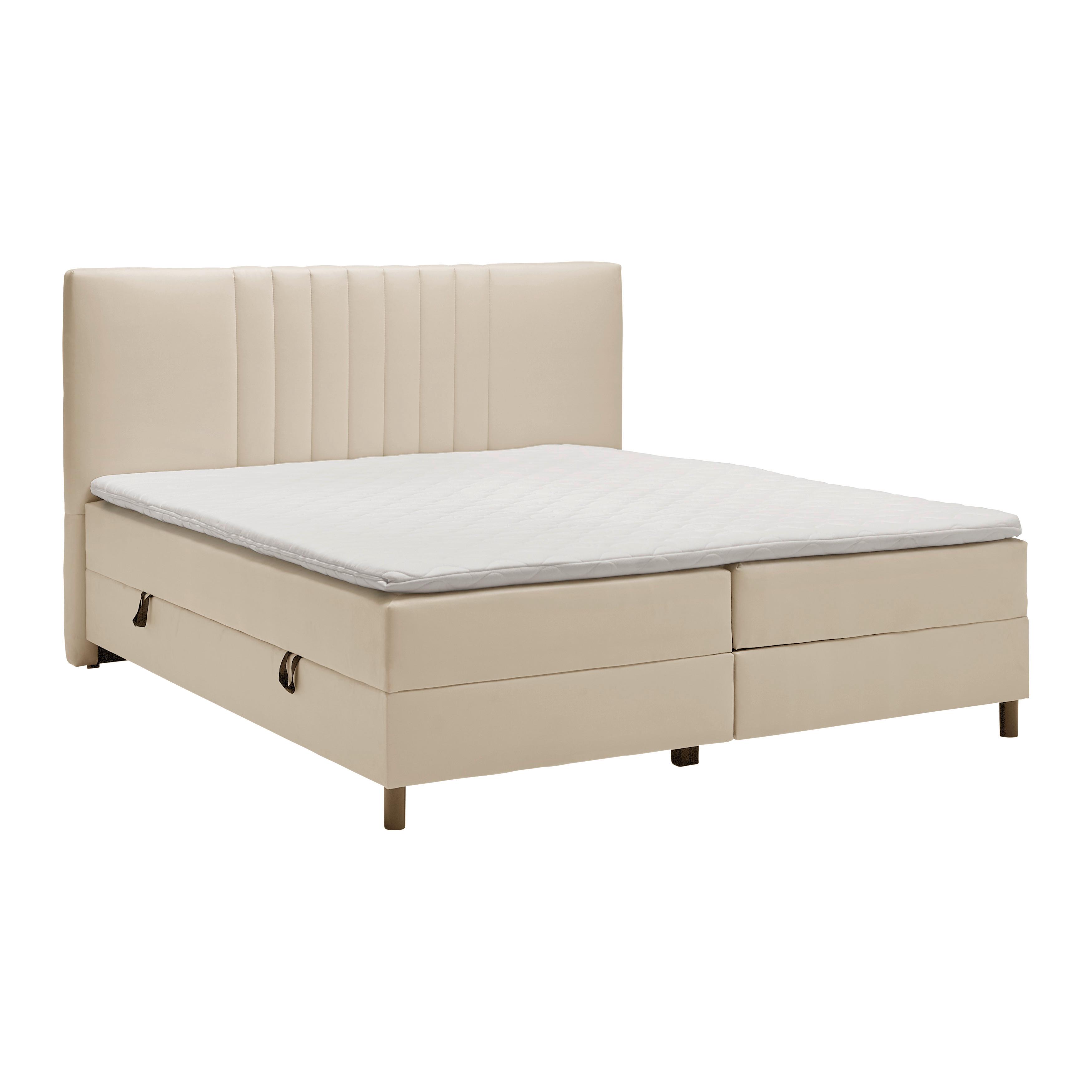 Posteľ boxspring ROMA, béžová, 180x200cm - čierna/béžová, Modern, kov/drevo (180/200cm)