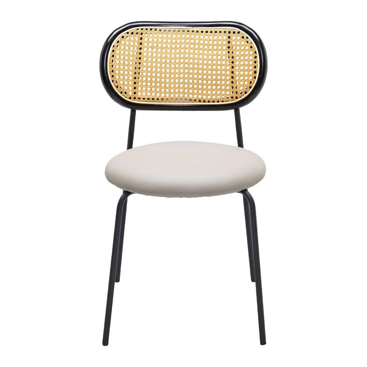 Židle Casa šedohnědá dřevo/ratan/kov - černá/šedohnědá, Moderní, kov/dřevo (42/77/51cm) - Bessagi Home